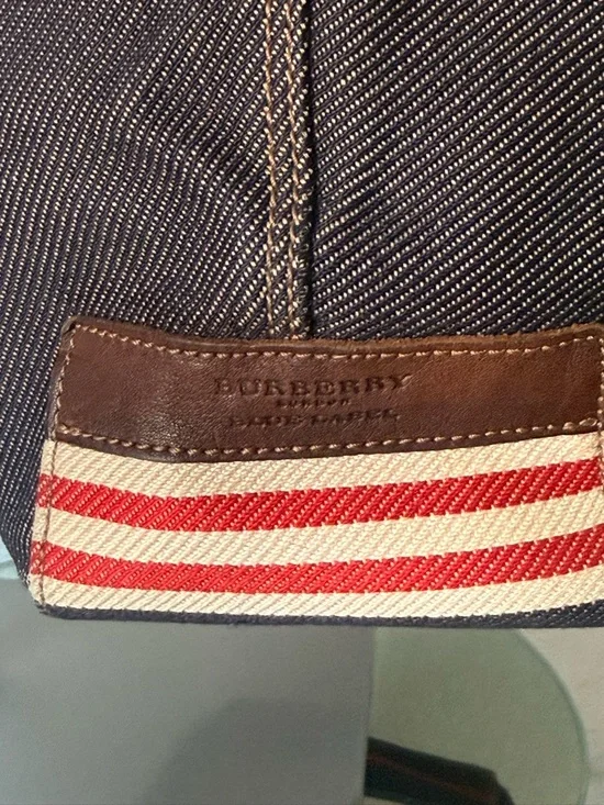 Vintage Burberry London Blue Label Tote Denim Canvas Leather Trim w/COA - Picture 12 of 16